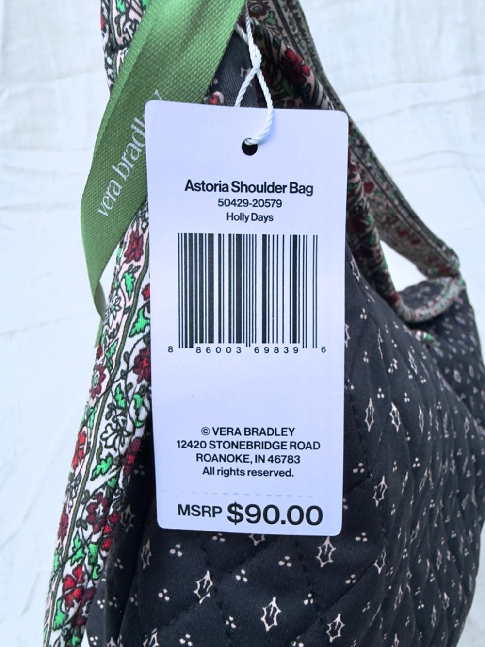 Vera Bradley Premium Cotton Astoria Bag in Holly Days - Picture 8 of 12